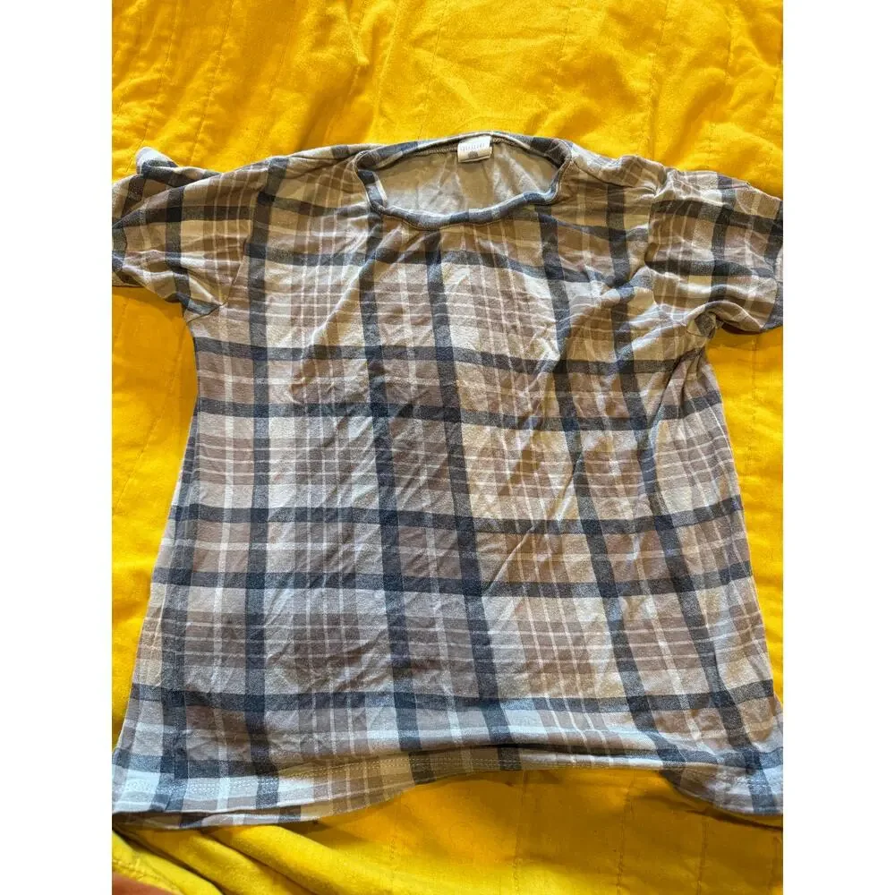 Kate Quinn Ranch Plaid Agate Tee TShirt Top Size 7Y Bamboo Ranch Collection